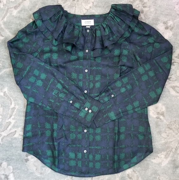 J. Crew Collection Silk Twill Ruffle Blouse - Picture 2 of 7